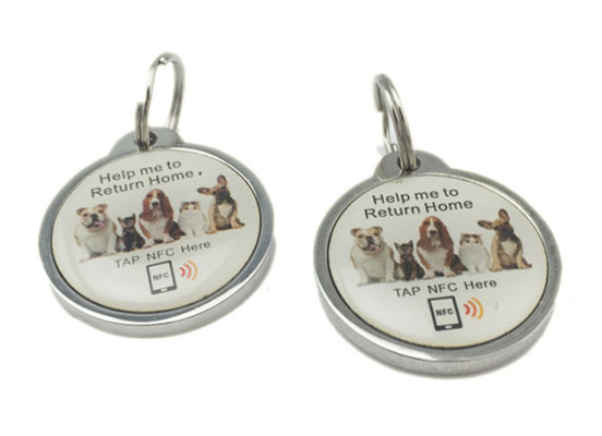 L'identification animale de NFC étiquette le porte-clés CMYK UV NXP RFID de 213 215 pour des animaux familiers